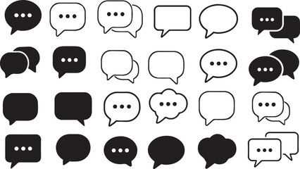Collection of hand drawn speech bubbles and chat icons