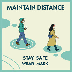 Social distancing poster for public places generated by ai