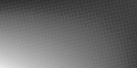 Grunge halftone gradient background. Faded grit noise texture. White and black sand wallpaper. Retro pixelated backdrop. Anime or manga style comic overlay. Vector graphic design textured template
