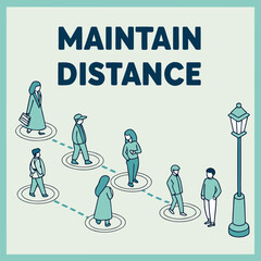 Social distancing poster for public places generated by ai