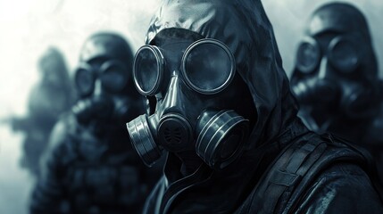 Soldiers in Gas Masks, Hazmat Suits, Post-Apocalyptic Setting