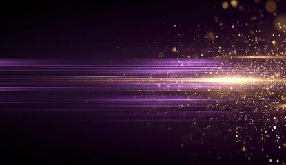 Obraz premium Abstract Purple and Gold Light Streaks with Bokeh Effect on Dark Background