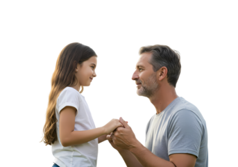 Father and Daughter Holding Hands on Transparent background