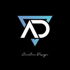 AD Letter Logo in Triangle -Modern Gradient Monogram for Branding & Identity Design