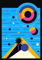 Abstract geometric background. Bauhaus, Memphis minimalist retro poster graphic vector illustration.