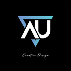 AU Letter Logo in Triangle -Modern Gradient Monogram for Branding & Identity Design
