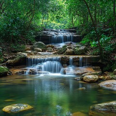 Naklejka premium waterfall in the jungle high resolution for isolate image