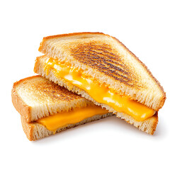 Golden Grilled Cheese Sandwich Cut in Half, Melting Cheese Visible