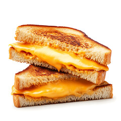Golden Grilled Cheese Sandwich Cut in Half, Stacked
