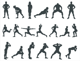 vector silhouettes of gym people