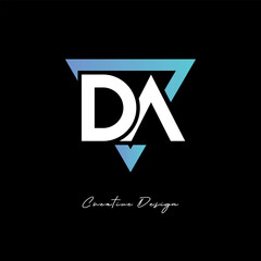 DA Letter Logo in Triangle -Modern Gradient Monogram for Branding & Identity Design