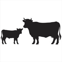 silhouette of a cow