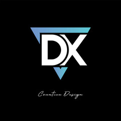 Naklejka premium DX Letter Logo in Triangle -Modern Gradient Monogram for Branding & Identity Design