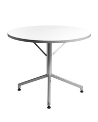 Vintage wooden round table with chairs isolated on white background