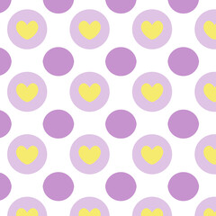 Yellow Heart in Lavender Dot