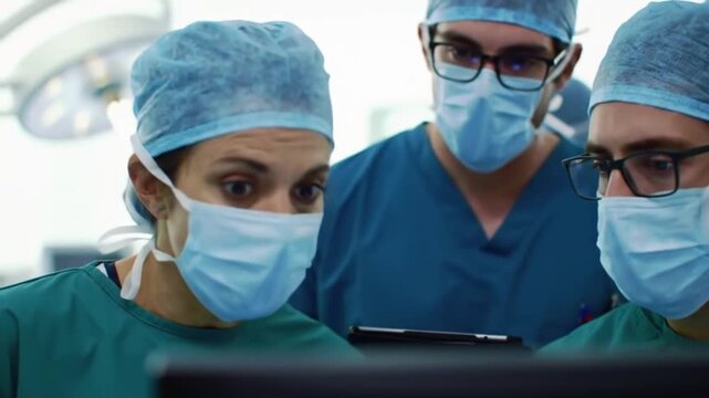 Dynamic Medical Team Collaborating on Critical Patient Data in a Modern Hospital Setting.