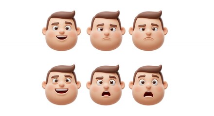 Cartoon character faces with diverse expressions