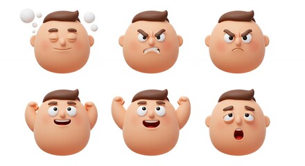 Fototapeta premium Cartoon character heads with various emotions