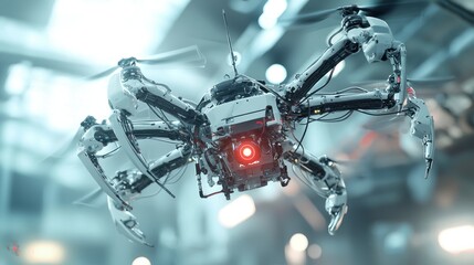 Fototapeta premium Futuristic Spider Drone: Aerial Robotics Innovation