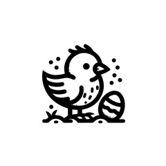 Cute Chick with Easter Egg Icon.