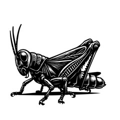 Detailed Black and White Grasshopper Illustration 1.