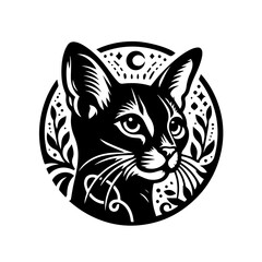 Elegant Black Cat Portrait with Celestial Accents.