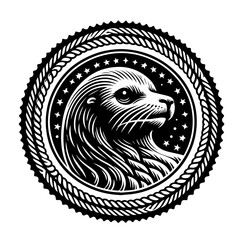 Majestic Otter Emblem with Starry Background.