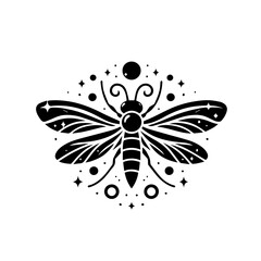 Mystical Celestial Insect with Stars and Circles.