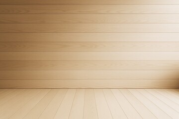 Minimalist light wood interior with blank wall and floor in modern empty room for design mockup or branding template concept background.