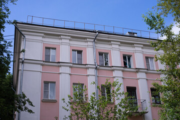 the facade of the building