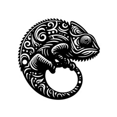 Ornate Chameleon Tribal Tattoo Design.
