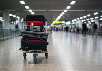 Obraz premium Airport Luggage Cart: Ready for Departure