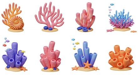 Coral and sponge illustrations for design