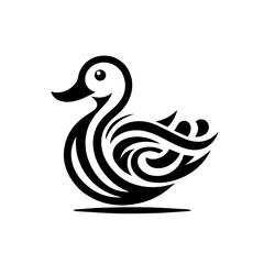 Obraz premium Stylized Black and White Duck Illustration.