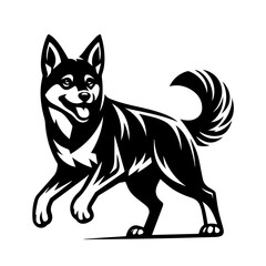 Stylized Black and White Husky Dog Illustration.