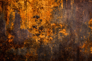 old scary rusty rough golden and copper metal surface texture/background for Halloween or haunted house games background/texture of wall