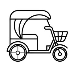 Black and white icon of a traditional auto rickshaw