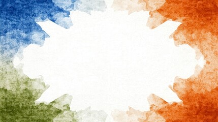 Abstract Watercolor Background with Blue Orange Green and Brown Hues