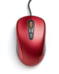 wired computer mouse with scroll wheel, tech product isolated on white