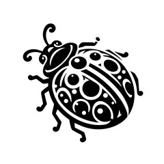Stylized Black Ladybug Insect Illustration.