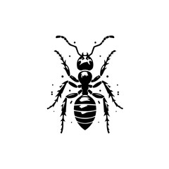 Stylized Black Silhouette of an Ant.