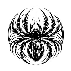 Stylized Black Spider Tribal Design.