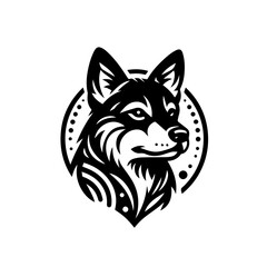 Stylized Black Wolf Head Emblem 1.