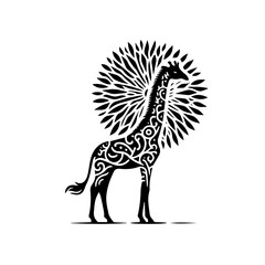 Stylized Giraffe with Ornate Pattern and Leafy Aura.