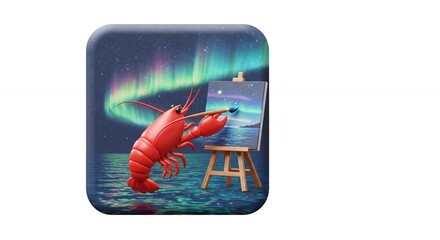 Lobster painting aurora borealis