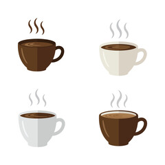 Four Coffee Cups with Steam