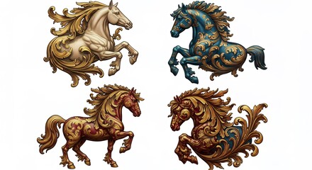 Ornamental horse figures decorative design