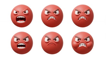 Red emoji faces expressing anger