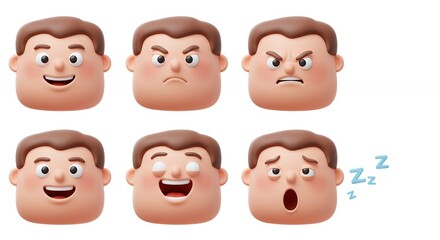 Variety of cartoon human emotions