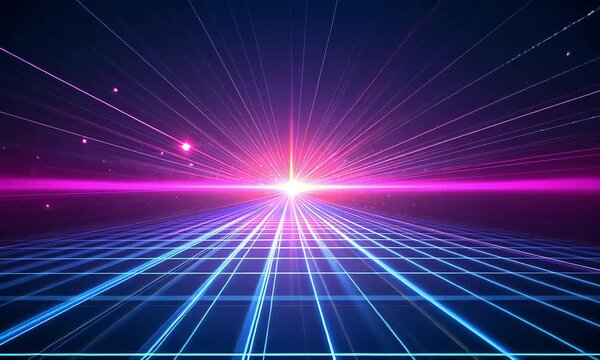 Neon futuristic pathway gridlines